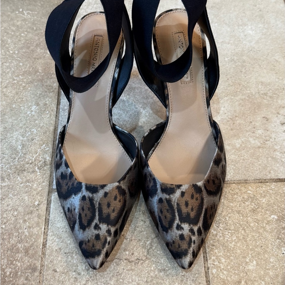 ANTONIO MELANI Black and Brown Leopard Heels